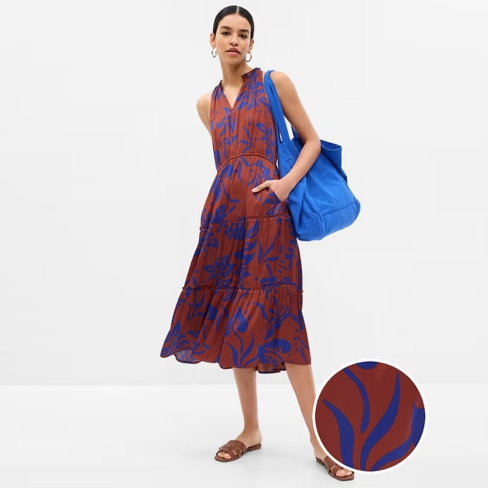 NWOT Vibrant Tiered Midi Dress